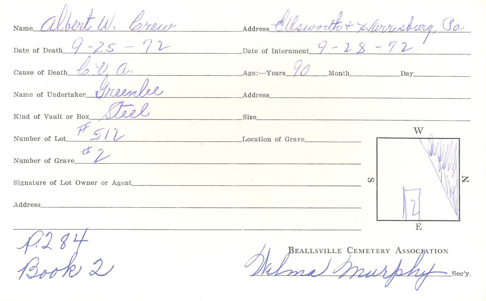 burial card